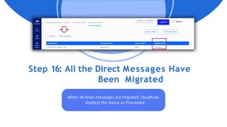Step 16: All the Direct Messages Have
Been Migrated
When all direct messages are migrated, CloudFuze
displays the status as Processed
 