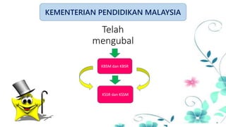 Telah
mengubal
KEMENTERIAN PENDIDIKAN MALAYSIA
KBSM dan KBSR
KSSR dan KSSM
 