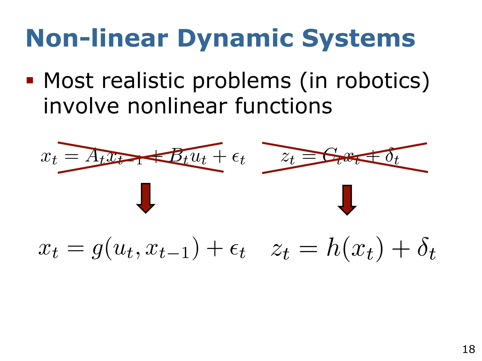 18
Non-linear Dynamic Systems
§ Most realistic problems (in robotics)
involve nonlinear functions
 