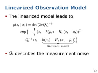 33
Linearized Observation Model
§ The linearized model leads to
§ describes the measurement noise
 