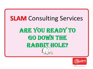SLAM Consulting Services
  Are You Ready To
    Go Down The
    Rabbit Hole?
 