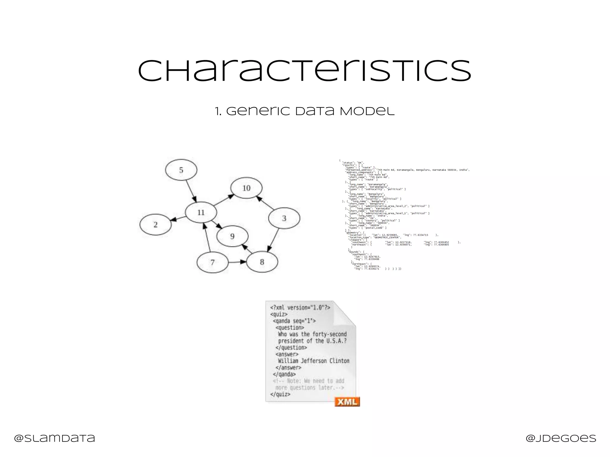 @slamdata @jdegoes
CHaracteristics
1. Generic Data Model
 