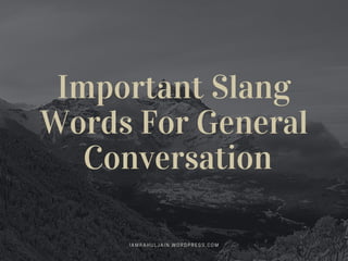 Important English Slang words | PDF