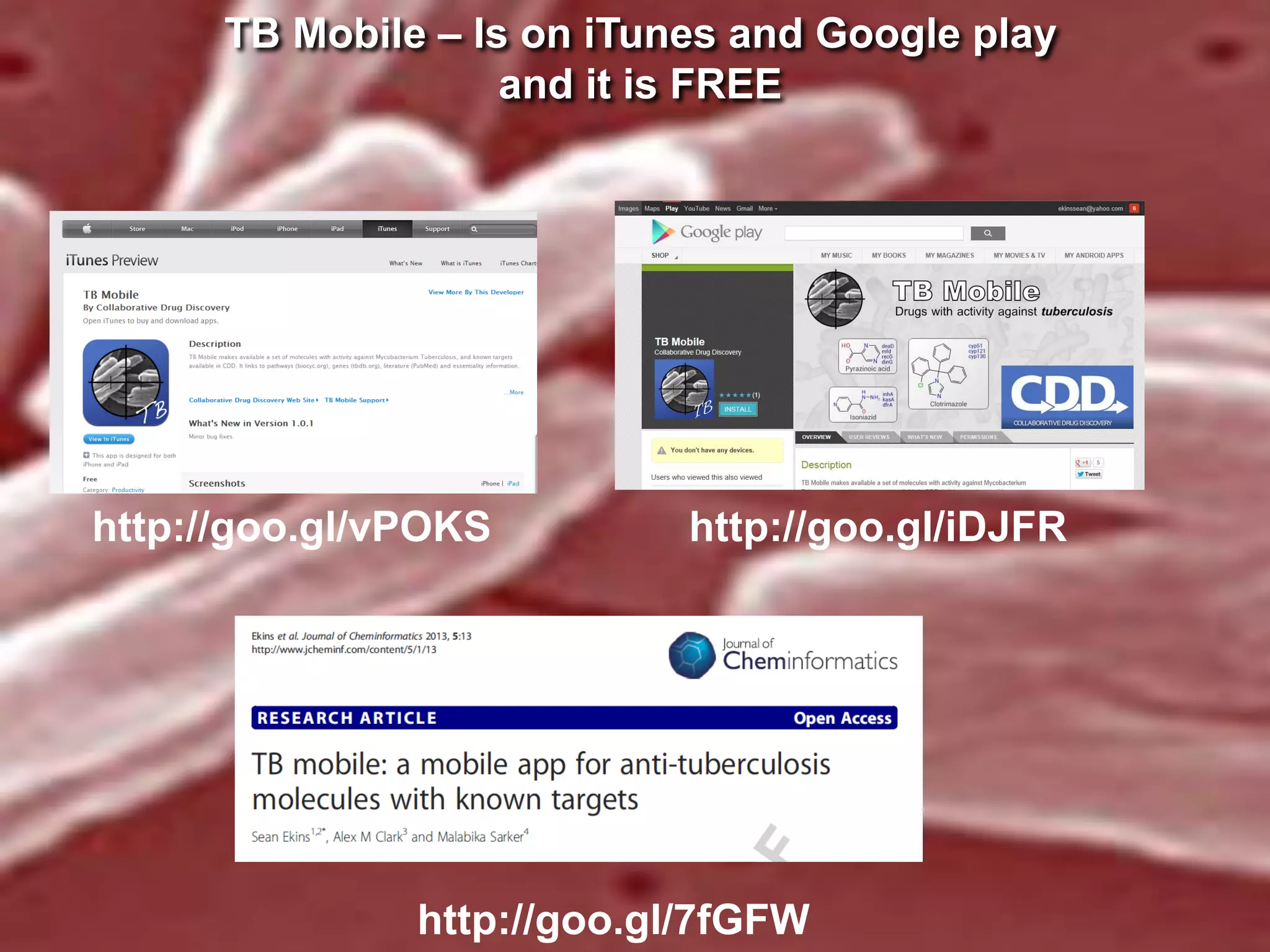 TB Mobile – Is on iTunes and Google play
and it is FREE

http://goo.gl/vPOKS

http://goo.gl/iDJFR

http://goo.gl/7fGFW

 
