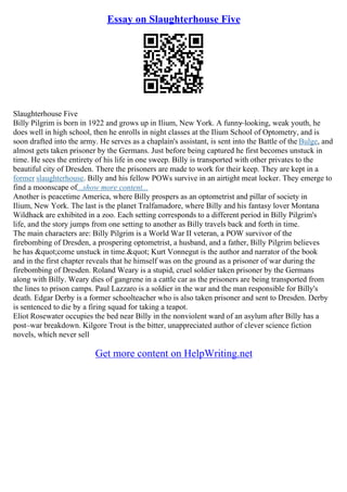 Slaughterhouse Five Essay | PDF
