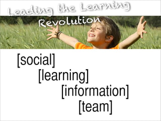 t he Le arning
Le ad ing
       Revo  lution


 [social]
     [learning]
          [information]
              [team]
 