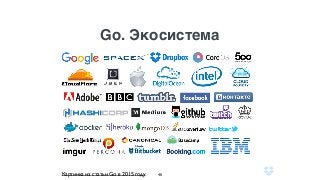 Go. Экосистема
Картинка из статьи Go в 2015 году 40
 