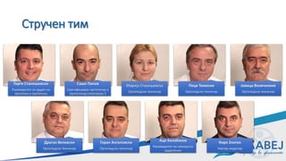 Стручен тим
Ѓорѓи Станишевски
Раководител за оддел на
ортотика и протетика
Сашо Панов
Сертифициран ортотичар и
протетичар категорија 2
Марија Станишевска
Ортопедски техничар
Пеце Томоски
Ортопедски техничар
Јовица Величковиќ
Ортопедски техничар
Драган Велевски
Ортопедски техничар
Горан Ангеловски
Ортопедски техничар
Ацо Калабаков
Раководител на чевларско
одделение
Кире Златев
Чевлар моделар
 