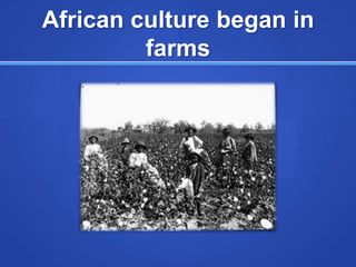 African culture began in
         farms
 