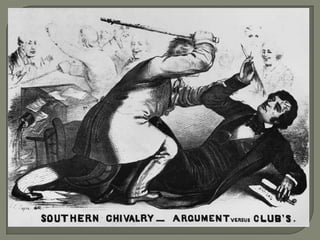 Bleeding KansasA proslavery band of men decided to attack a antislavery town of Lawrence, KS destroying homes and a Free-Soil Newspaper.In retaliation, John Brown, an abolitionist, with his four sons, attacked the proslavery town Pottawatomie(paht uh waht uh mee) Creek.In the middle of the night he dragged five proslavery settlers from their beds and murdered them.This created both sides to use hit-and-run tactics, guerilla warfare, on the other, killing over 200 people.