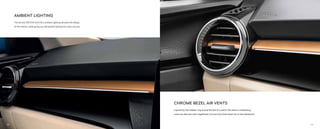 AMBIENT LIGHTING
The all-new ŠKODA SLAVIA’s ambient lighting elevates the design
of the interior while giving you the perfect lighting for every journey.
CHROME BEZEL AIR VENTS
Inspired by the metallic ring around the dial of a watch, the side air conditioning
vents are adorned with magnificent chrome trims that stand out on the dashboard.
25
24
 