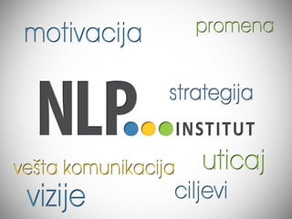 NLP Starter




       “Nemoguće je ljude nečemu naučiti, ali im se
      može pomoći da to sami u sebi otkriju!” Galileo
                         Galilej


                 www.nlpinstitut.com
                                                        www.nlp.rs
 