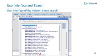 User Interface and Search
User interface of the indexer: Smart search
39
 
