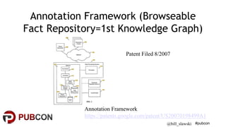 #pubcon@bill_slawski
Annotation Framework (Browseable
Fact Repository=1st Knowledge Graph)
Annotation Framework
https://pa...