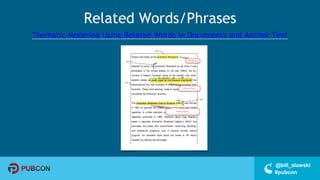 #pubcon
@bill_slawski
Related Words/Phrases
Thematic Modeling Using Related Words in Documents and Anchor Text
 