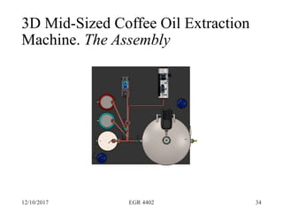 3D Mid-Sized Coffee Oil Extraction
Machine. The Assembly
12/10/2017 EGR 4402 34
 
