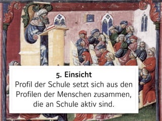 5. Einsicht 
Profil der Schule setzt sich aus den
Profilen der Menschen zusammen,
die an Schule aktiv sind.
 