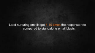 #SLCHUG
Lead nurturing emails get 4-10 times the response rate
compared to standalone email blasts.
 
