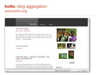 kottu: blog aggregation
www.kottu.org
 