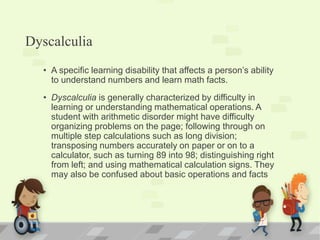 Specific learning disability by Laxmi Gupta | PPTX