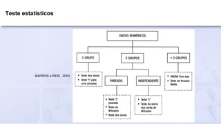 Teste estatísticos
BARROS e REIS , 2003
 
