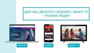 DESKTOP MOBILE SMART TV
ДЛЯ НАС ДЕСКТОП | МОБАЙЛ | SMART TV
– РАЗНЫЕ МЕДИА
 