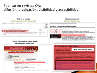 Web de la revista
http://revistas.ucm.es/index.php/CI
YC
Web institucional
http://revistas.ucm.es/
Dos de las bases de datos donde
se encuentra depositada
Web personal del autor
 