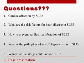 Sle 3 Code SLE CVD PROF HESHAM BOSHRA MAHMOUD, PROF OF CARDIOLOGY | PPTX