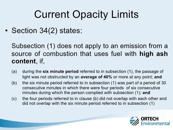 Opacity of Visible Emissions Ontario Regulation 419/05 Section 34