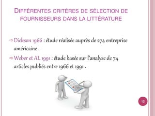 Sélection et classement fournisseurs
