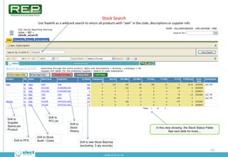 Stock Batches

Scenario
• You would like to see all the stock batches for a given product.
• And you only want to see the ...