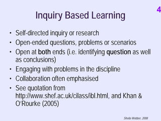 Using first and second life to develop inquiry skills in the freshman year at a UK university: a happy blend?