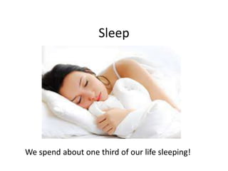 Sleep
We spend about one third of our life sleeping!
 