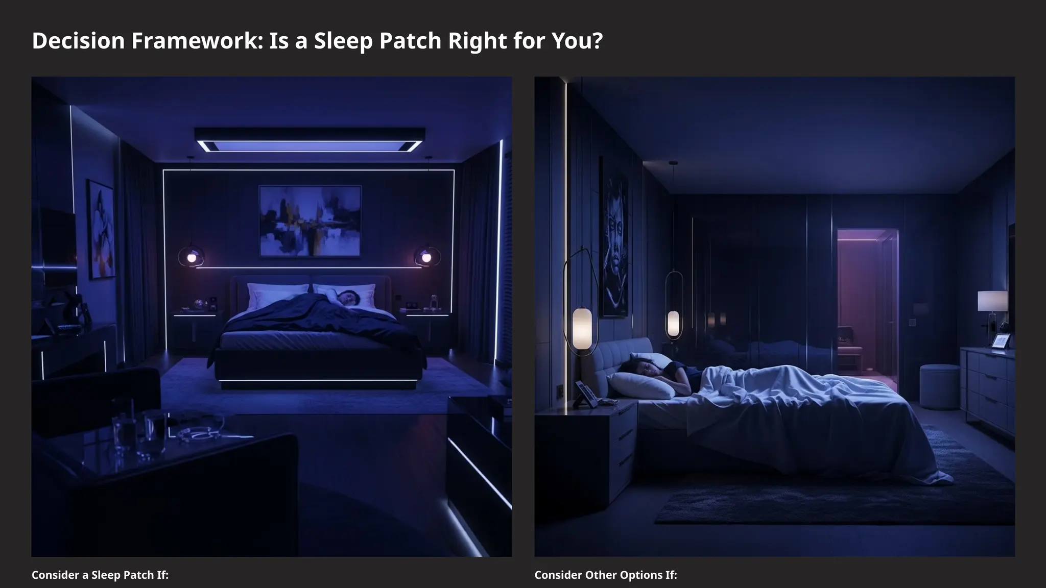Decision Framework: Is a Sleep Patch Right for You?
Consider a Sleep Patch If: Consider Other Options If:
 