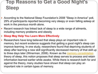 Sleep after learning can enhance your memory | PPTX