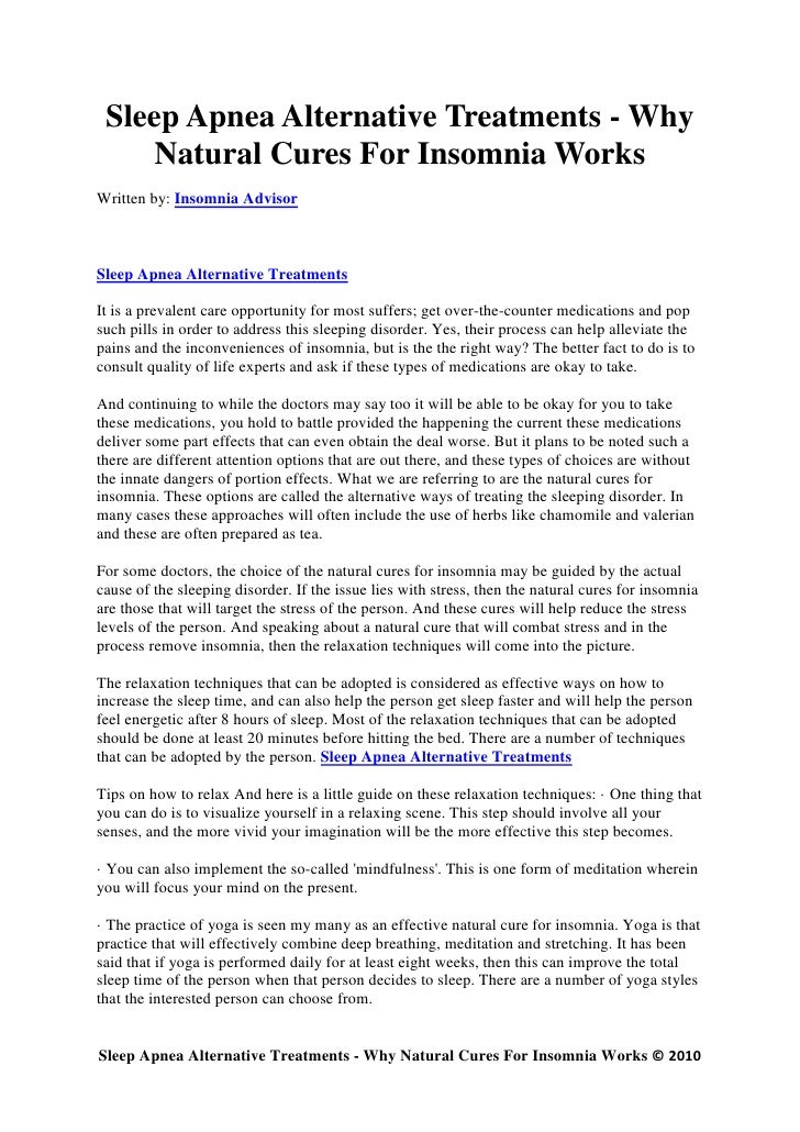Sleep Apnea Alternative Treatments Why Natural Cures For Insomnia W