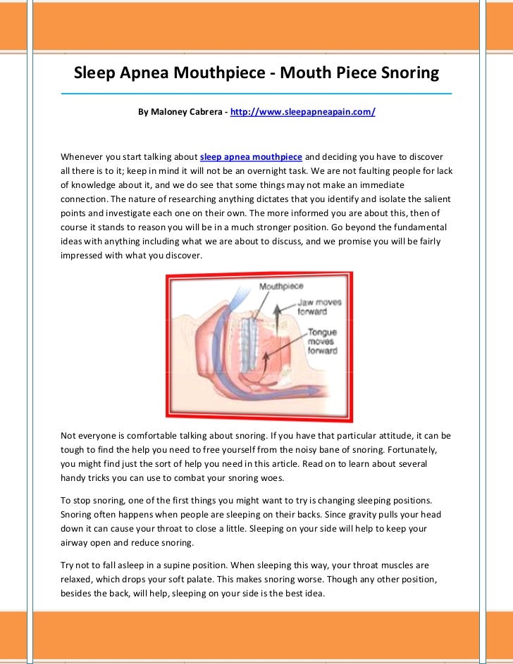Sleep apnea mouthpiece