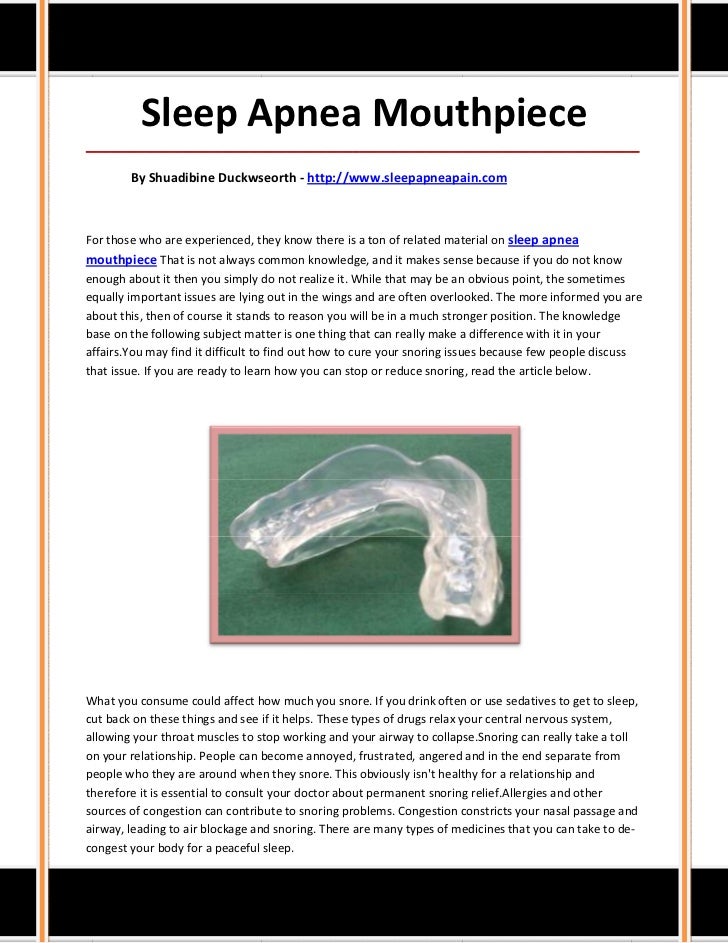 Sleep apnea mouthpiece