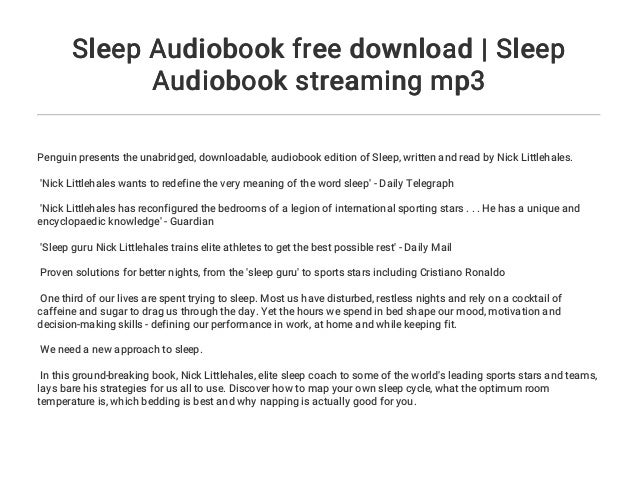 Sleep Audiobook Free Download Sleep Audiobook Streaming Mp3