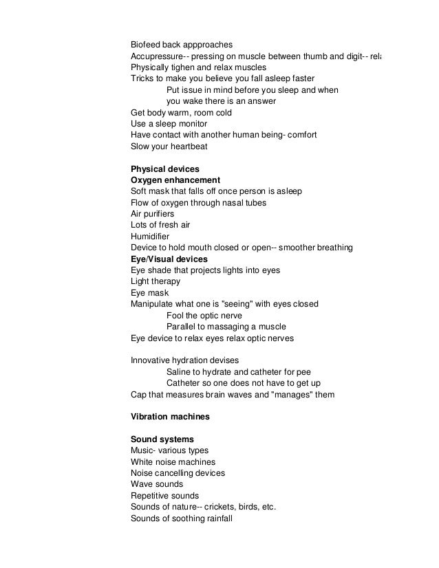 sleep brainstorm list 12 4 12 brainstorm list