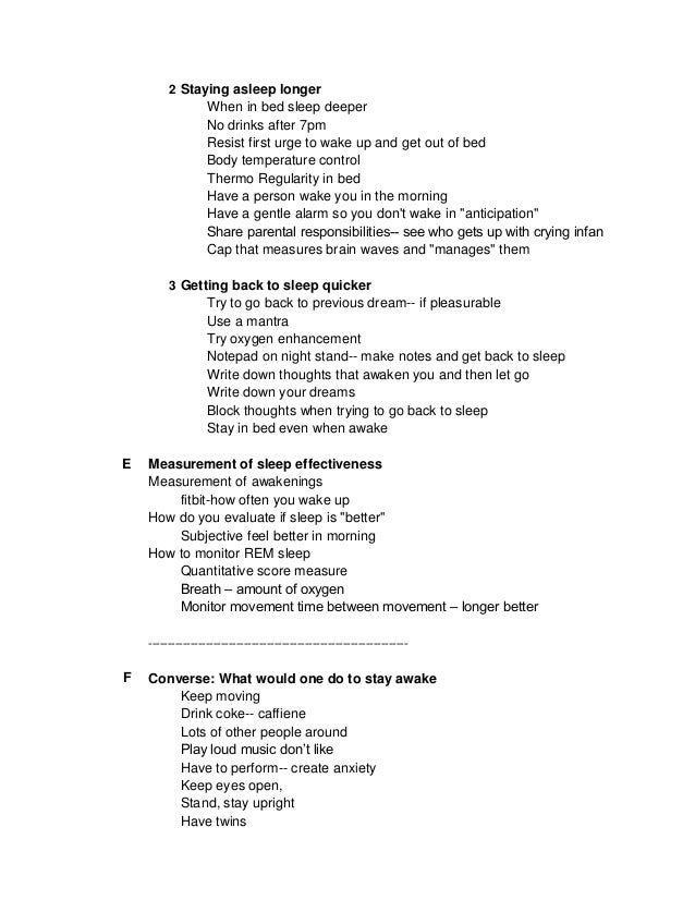 sleep brainstorm list 12 4 12 brainstorm list