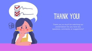 Thank you so much for watching our
presentation! Do you have any
questions, comments, or suggestions?
THANK YOU!
 
