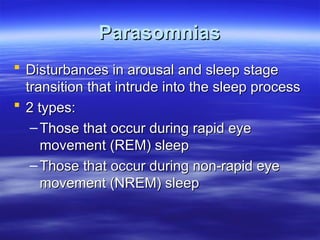 Parasomnia Types Sleep Disordershahsgfjkhfjkashjkdhadkhsajkdhkjd | PPT