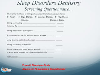 Sleep Score Form Sleep disorders dentistry | PPT