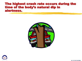 Dr. U.S. PAUL RUSSEL
The highest crash rate occurs during the
time of the body’s natural dip in
alertness.
 