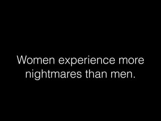 Women experience more
nightmares than men.
 