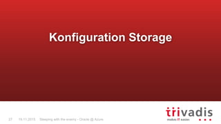 Sleeping with the enemy - Oracle @ Azure27 19.11.2015
Konfiguration Storage
 