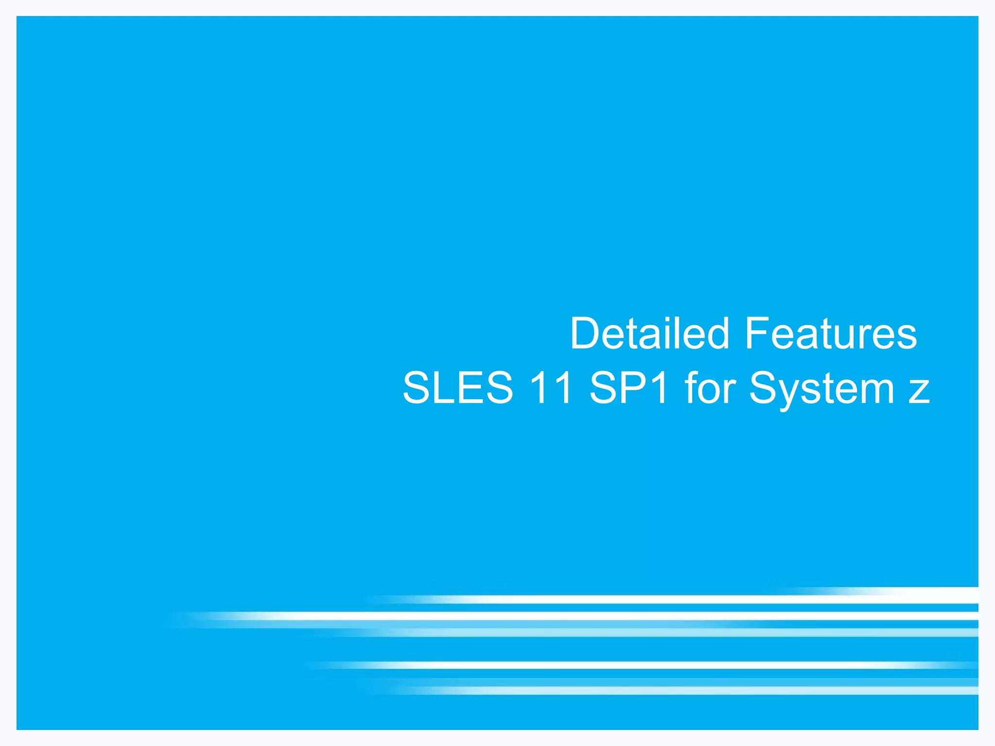 Detailed Features
SLES 11 SP1 for System z
 