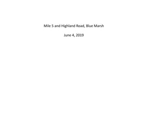 Mile 5 and Highland Road, Blue Marsh
June 4, 2019
 