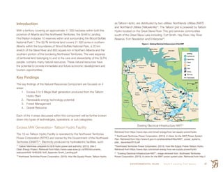 ENVIRONMENTAL SCAN Smith’s Landing First Nation 37
Introduction
With a territory covering an approximate 11 000 hectares within both the
province of Alberta and the Northwest Territories, the Smith’s Landing
First Nation includes 10 reserves within and surrounding the Wood Buffalo
National Park17
. The SLFN territorial land covers 21 500 acres in northern
Alberta within the boundaries of Wood Buffalo National Park, a 25 km
stretch of the Slave River and 800 square km in Northern Alberta and the
southern portion of the bordering Northwest Territories. The vast expanse
of territorial land belonging to and in the care and stewardship of the SLFN
people, contains many natural resources. These natural resources have
the potential to provide immediate and future economic development and
tourism opportunities.
Key Findings
The key findings of the Natural Resources Component are focused on 4
areas:
1.	 Excess 5 to 9 Mega Watt generation produced from the Taltson
Hydro Plant
2.	 Renewable energy technology potential
3.	 Forest Management
4.	 Gravel Resource
Each of the 4 areas discussed within this component will be further broken
down into types of technologies, operations, or sub categories.
Excess MW Generation- Taltson Hydro Facility
The 18 mw Taltson Hydro Facility is operated by the Northwest Territories
Power Corporation (NTPC) and owned by the Government of the Northwest
Territories (GNWT)18
. Electricity produced by hydroelectric facilities, such
17
 Fasken Martineau prepared for B.B Hydro power and authority. (2013). Site C
Clean Energy Project. Retrieved from https://www.ceaa-acee.gc.ca/050/documents_
staticpost/639 19/85328/ Vol5_Appendix-Smith_Landing.pdf
18
 Northwest Territories Power Corporation. (2015). How We Supply Power: Taltson Hydro.
as Taltson Hydro, are distributed by two utilities: Northlands Utilities (NWT)
and Northland Utilities (Yellowknife)19
. The Taltson grid is powered by Taltson
Hydro located on the Great Slave River. This grid services communities
south of the Great Slave Lake including: Fort Smith, Hay River, Hay River
Reserve, Fort Resolution and Enterprise20
.
Existing Electrical Infrastructure NWT21
Retrieved from https://www.ntpc.com/smart-energy/how-we-supply-power/hydro
19
 Northwest Territories Power Corporation. (2013). A Vision for the NWT Power System
Plan. Retrieved from http://www.iti.gov.nt.ca/sites/default/files/NWT_ power_systems_
plan_ december2013.pdf
20
 Northwest Territories Power Corporation. (2015). How We Supply Power:Taltson Hydro.
Retrieved from https://www.ntpc.com/smart-energy how-we-supply-power/hydro
21
 “Existing Electrical Infrastructure NWT”, image retrieved from: Northwest Territories
Power Corporation. (2013). A vision for the NWT power system plan. Retrieved from http://
 
